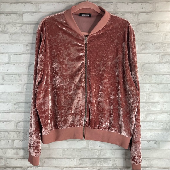 Missguided Women's Crushed Velvet Bomber Jacket Size 14 - Picture 5 of 14